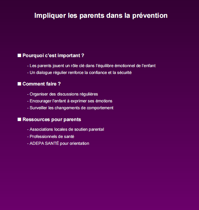 Impliquer les parents dans la prévention